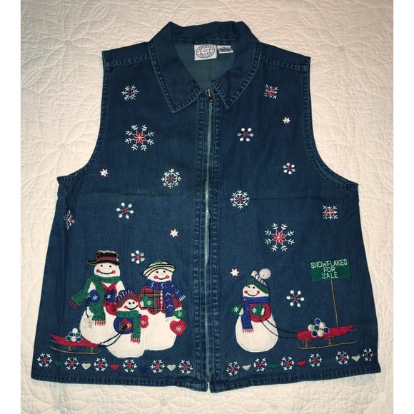 Jackets & Blazers - Denim Christmas Vest Jackets & Blazers - Denim Christmas Vest
